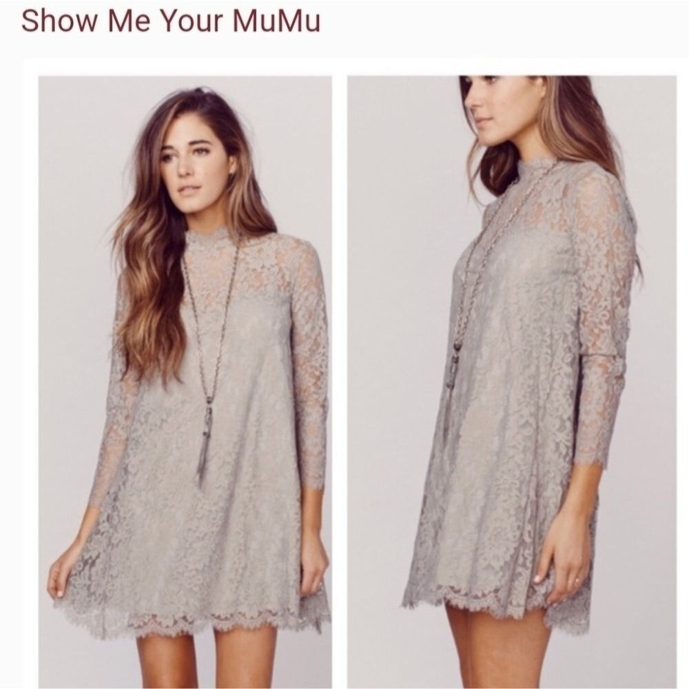 Show Me Your Mumu Lindy Dress Platinum Eyelash Lace A-Line Size Medium